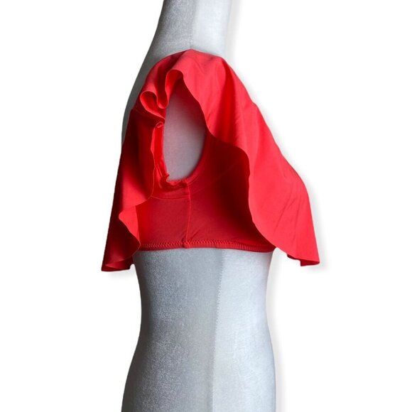 Trina Turk NWT $82 Getaway Off-the-Shoulder Top in Orange Poppy Women's Sz 6 - Picture 4 of 7